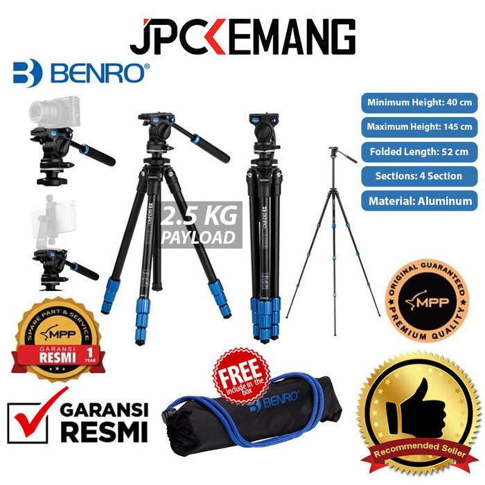 Gambar Benro Slim Video Kit Aluminium Tripod Fluid Pan Head TSL08AS2CSH GARANSI RESMI dari JPC Kemang undefined Tokopedia