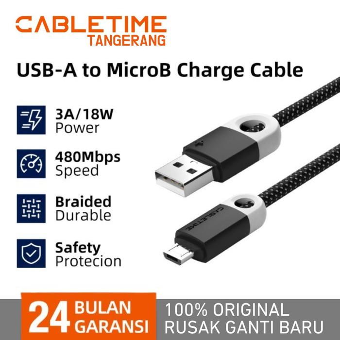 Gambar CABLETIME Kabel Data USB Micro 3A Fast Charging Premium Android - Hitam, 0.25M dari IT Solution Mart_NEW undefined Tokopedia