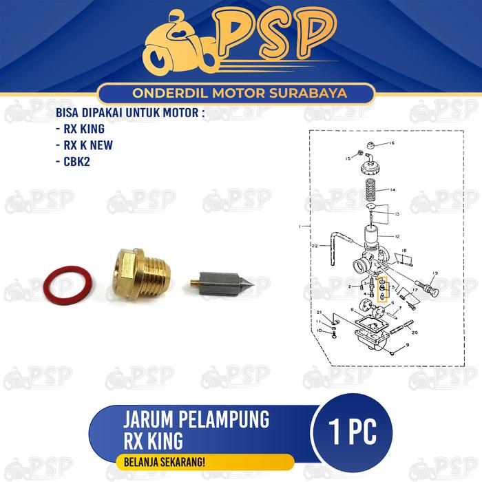 Gambar Jarum Pelampung RX King -  Plampung Apung Ventilator Pentilator Karburator Karbu CBK2 RX King New - Spesifikasi dari PSP Onderdil Motor undefined Tokopedia