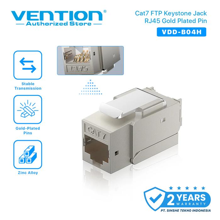 Gambar Vention B04-H Konektor RJ45 Cat7 Network Panel Adapter - 1 pcs dari Vention Authorized Store Kota Administrasi Jakarta Barat Tokopedia