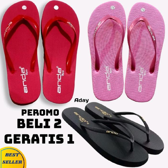 Gambar Promo Beli 2 Geratis 1 -Beli 1 Geratis 1 .Sandal Jpit Wanita Anda Terbaru Yang lagi Trend Sendal Jepit Cewek - Hitam+Merah+pink, 36 dari Nazwa Baby Shoes undefined Tokopedia