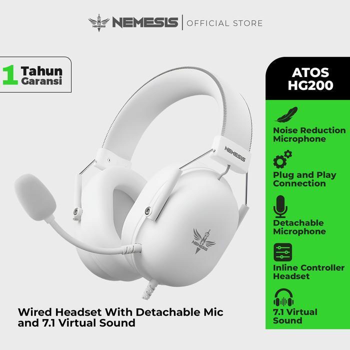 NYK Atos HG200 | HG 200 | HG-200 7.1 Virtual Surround Sound Gaming Headset with Detachable Microphone
