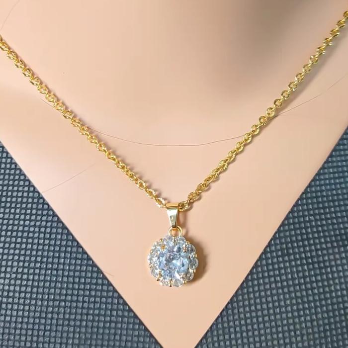 Gambar Kalung Nori Emas Liontin Bunga Full Mata 45 cm Wanita Dewasa - Emas, 45cm dari Rose Gold Atmaja undefined Tokopedia