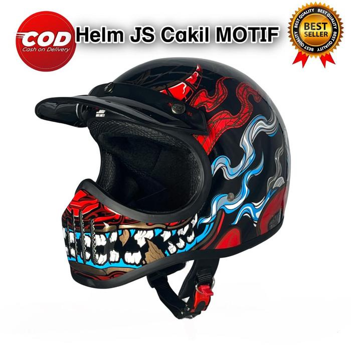Gambar J.Steady Helm Full Face JS Cakil Cewek/Cowok Paket Ganteng Helm Cross Trail Dewasa Kece Motorcycle Sporty Motif Dragon Perlindungan Maksimal - Black glossy motif dragon , ALL SIZE dari JS OFFICIAL_NEW Kab. Tangerang Tokopedia