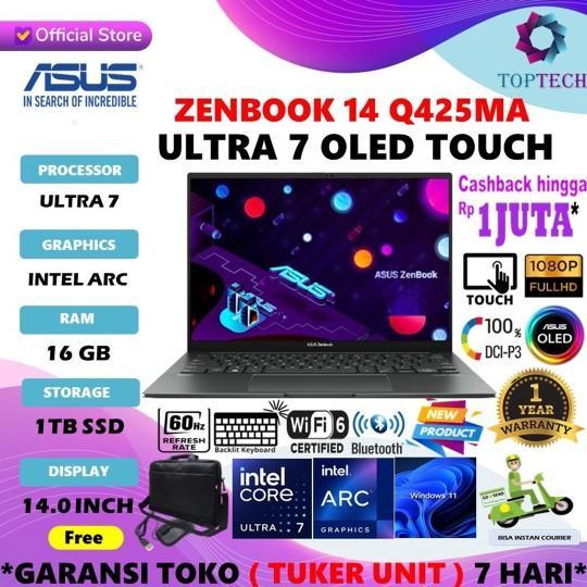 Gambar ASUS ZENBOOK 14 OLED ULTRA 7 155H Q425MA 16GB 1T ARC W11 14.0FHD TOUCH - NON BUNDLING dari Top Tech Comp undefined Tokopedia