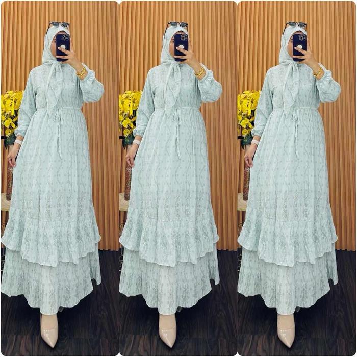 Gambar Gamis wanita set hijab seruti prisket premium - F, Ld110cm dari Ldn butik undefined Tokopedia