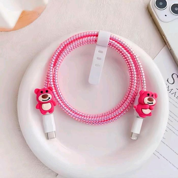 Gambar 1 Set 4 Item Pelindung Kabel Charger Universal For Android&iPhone Dengan Motif Kartun New Cable Plastik - 4in1 Pelindung Lotso Pink A dari CENTER ACC STORE1 undefined Tokopedia