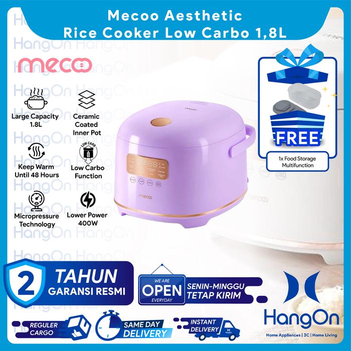 Gambar Mecoo Rice Cooker Most Aesthetic 1.8L UltraWarmth Low Watt 400W - Irish Lilac dari HangOn Official Store undefined Tokopedia