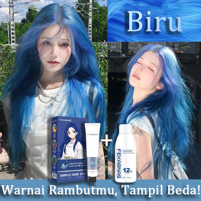 Gambar 【Untuk remaja, warna keren!】Biru cat rambut *200mlSTYLE FIT，Hasil seperti salon，Cocok untuk pemula，Tidak merusak rambut（cat pewarna rambut，cat rambut，Cat rambut untuk pemula，Biru cat rambut ） Abu-Abu Hitam Wanita Pria - Biru dari dlwlrma0516u undefined Tokopedia