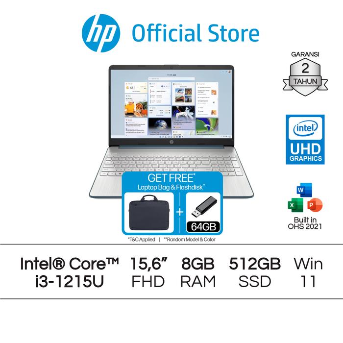 Gambar Laptop HP Intel Core i3 Gen 12 UHD 8GB RAM 512GB SSD Blue / Silver Windows 11 Home 15.6 Inch Garansi 2 Tahun Official - 8GB/512GB, Blue dari HP Indonesia undefined Tokopedia