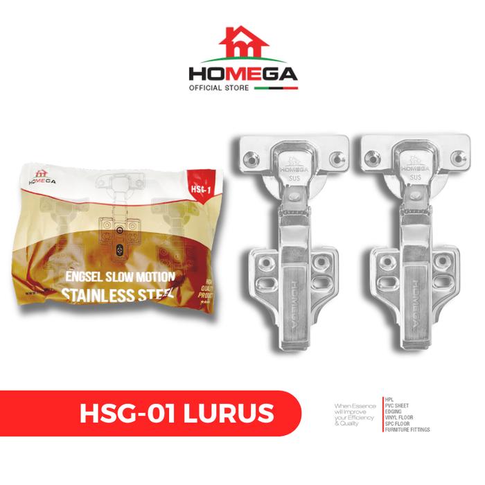 Gambar HOMEGA Engsel Sendok Stainless Steel HSG Slow Motion Soft Close - 1 Set = 2 Pcs - Engsel Lurus dari Homega Indonesia Kota Administrasi Jakarta Barat Tokopedia