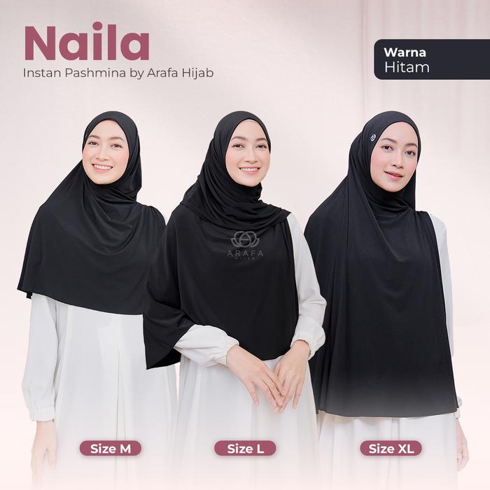 Gambar Arafa Hijab - Khimar Naila | Pashmina Instan Terbaru 2025 | Kerudung Jersey Premium - Hitam, M dari Arafahijab_NEW undefined Tokopedia