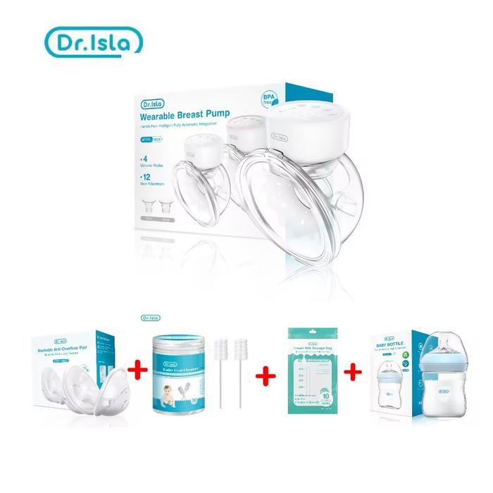 Gambar 【EB29 Set】Dr.isla Set pompa ASI EB29 untuk ibu dan bayi cocok untuk bayi baru lahir dan botol bayi baru lahir (pompa ASI + kantong ASI + botol 150ml + sikat pembersih lidah + Bantalan Payudara Silikon) - White dari Dr.Isla undefined Tokopedia