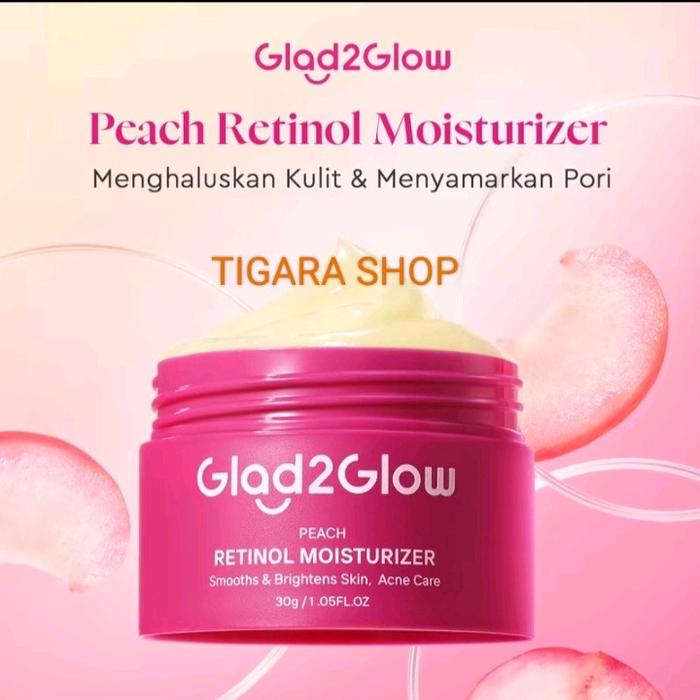 Gambar Glad2Glow G2G Moisturizer Moist 30gr Cream Siang dan Malam Original BPOM Perawatan Wajah Pelembab - Peach Retinol dari Tigara Shop undefined Tokopedia