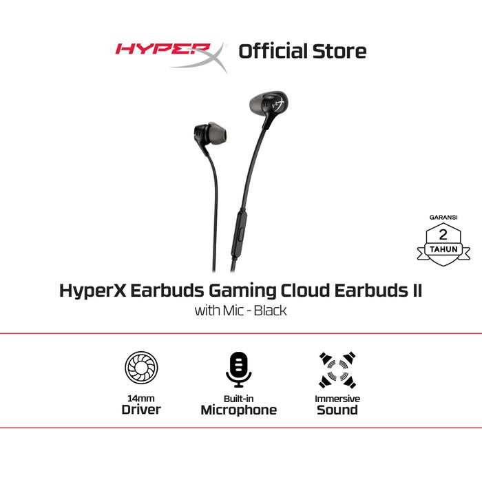 Gambar HyperX Earbuds Gaming Cloud II Wired - Red / Black Noise Cancelling Stereo Bass Android iOS Led RGB Microphone - Black dari HyperX Indonesia undefined Tokopedia