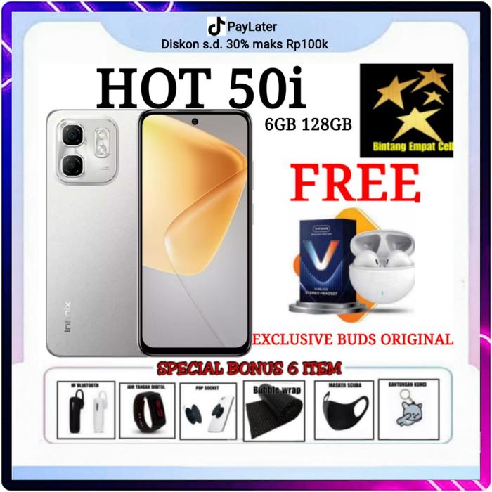 Gambar (EXCLUSIVE ANGGUN CAHAYA) INFINIX HOT 50 6/256 & HOT 50I 6/128 GARANSI RESMI - HOT 50i BLACK, NON BONUS dari Bintangempat Store undefined Tokopedia