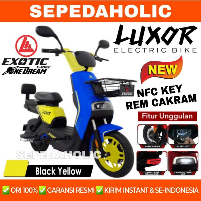 Gambar Sepeda Listrik EXOTIC LUXOR NEW 2025 Discbrake 500 Watt By Pacific Electric E Bike - Blue Yellow dari Sepedaholic undefined Tokopedia