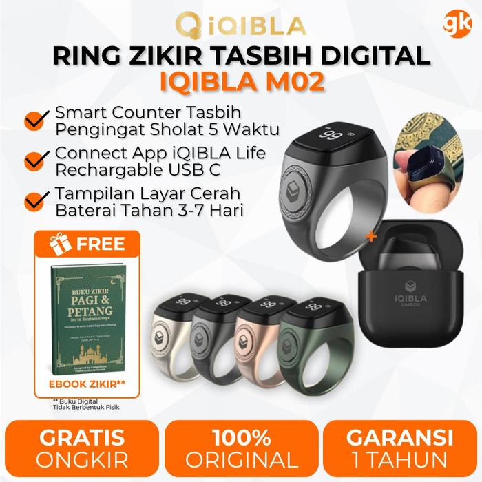 Gambar IQIBLA M02 Smart Tasbih Digital Zikr Ring Cincin Zikir Dock Premium Quality - Graphite, 18mm dari GadgetKaca undefined Tokopedia