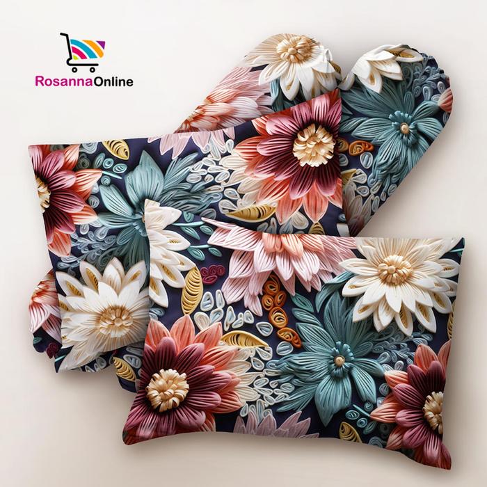 Gambar [PER 2 PCS] Sarung Bantal 2 Pcs / Sarung Bantal 1 Pc dan Sarung Guling 1 Pc Motif 5D - Shadow Bloom, Sarung Bantal 2 pcs dari Rosanna Online undefined Tokopedia