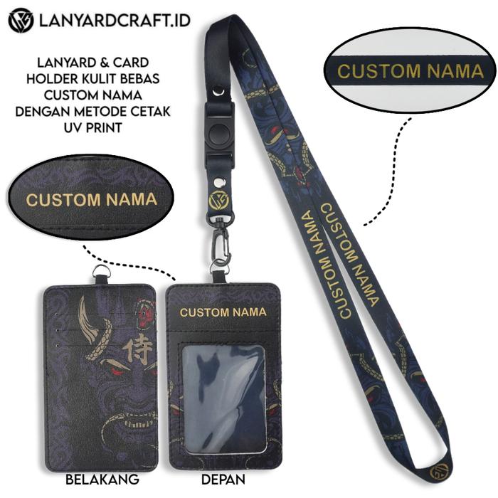 Gambar V3 Id Card Holder Leather Custom + Lanyard Custom Nama Samurai Series Gantungan Tali Lanyard Holder Id Card Kulit UV Print - K3 dari Lanyard Craft undefined Tokopedia
