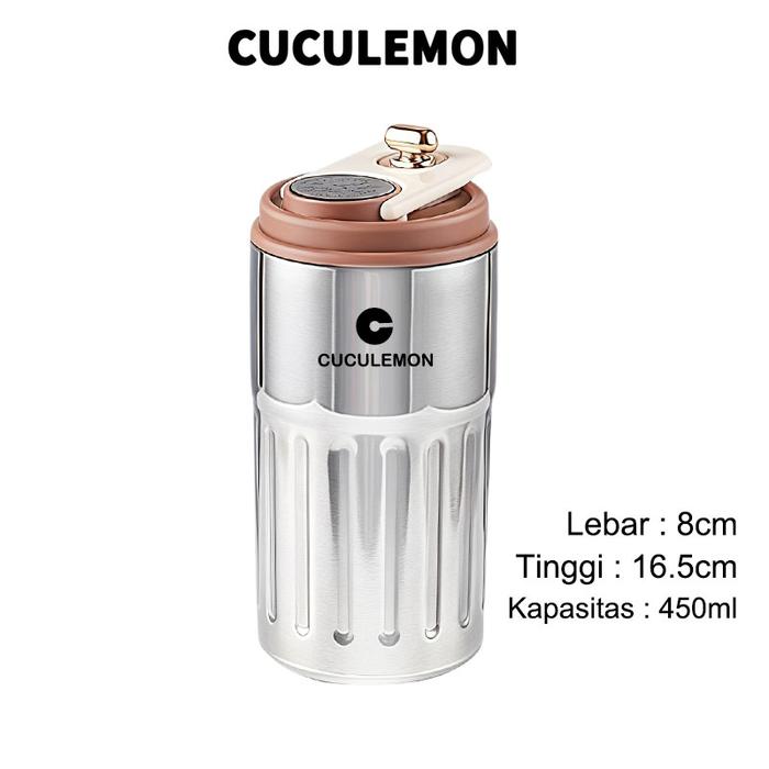Gambar CucuLemon Tumbler Termos Kopi Smart LED Temperature Stainless Steel 450ml Botol Minum Air Tahan Panas Dingin Vacuum Gelas - Silver-450ml（Portabel） dari Cuculemon Store undefined Tokopedia