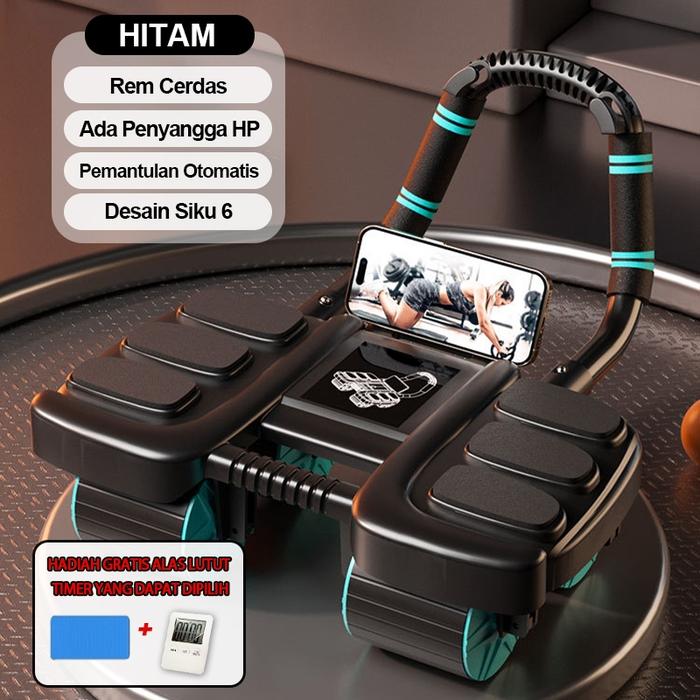 Gambar 【Rebound otomatis】MY-HI / Ab Roller 4 In1 Ab Wheel Wheels Plank Trainer Abdominal Core Roller Alat Olahraga Di Rumah Push Up Sit Up - 6 As + 4 Roda Hitam dari On Time MALL undefined Tokopedia