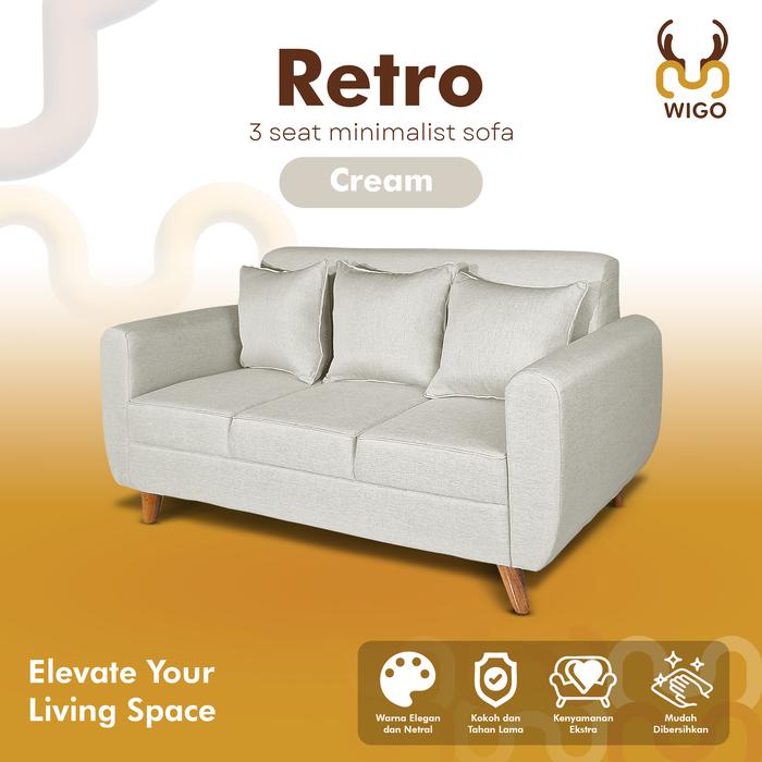Gambar Sofa Minimalis 2 Dudukan Seater Retro|Scandinavian|Vintage|Light Grey - Cream dari Citra furniture undefined Tokopedia