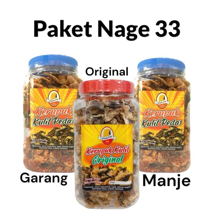 Gambar Emak Cw - Keripik Kulit Paket Nage 33 (Kulit Ikan Pedas Garang,Kulit Ikan Original,Kulit Ikan Pedas Manje) dari emak cw_NEW undefined Tokopedia