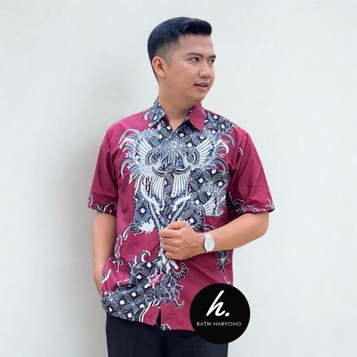 Gambar BATIK HARYONO Baju Pria Kemeja Lengan Pendek Dewasa Modern Seragam terbaru - Marun, M dari Batik Haryono Store undefined Tokopedia