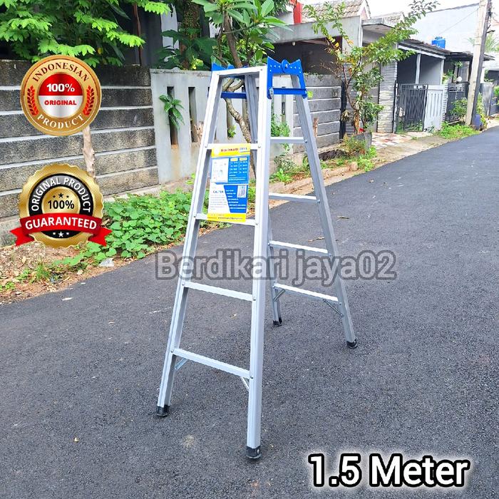 Gambar Tangga Lipat 1.5 Meter / 150cm Tangga Alumunium Murah Kuat Kokoh Berkualitas dari BERDIKARI JAYA02 undefined Tokopedia