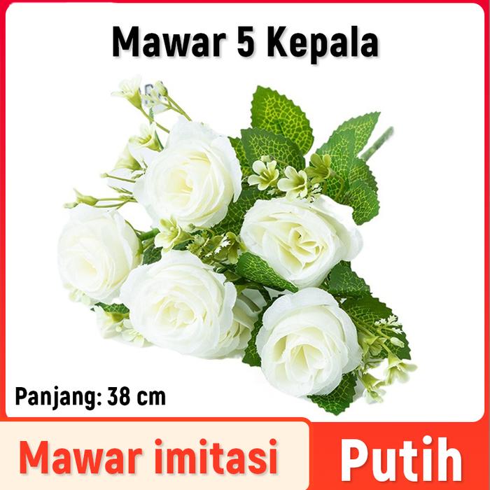 Gambar ROSE  5 ARTIFICIAL BERKUALITAS IMPORT SENTUH BUKET ASLI ARTIFISIAL ROSE MEJA MAWAR CHRYSAN PESTA DEKORASI SUTRA RUMAH PREMIUM buy flowers decor  bunga  gumbul bunga  artificial bunga  hias  plastik  jumbo  dipojok  ruangan bunga  hias  plastik bunga  mawa - putih【1 buah】 dari Rumput Simulasi undefined Tokopedia