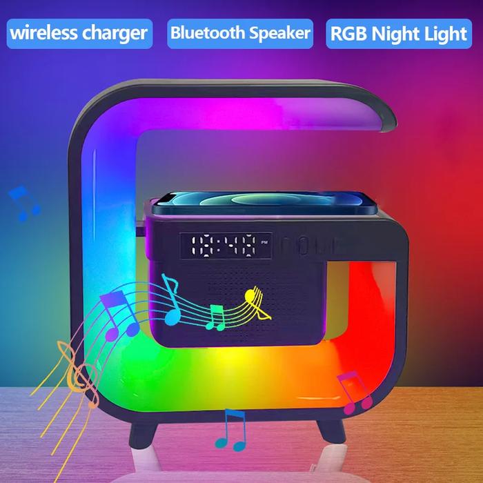 Jual Multifunction Wireless Charger Stand Bluetooth Speaker FM