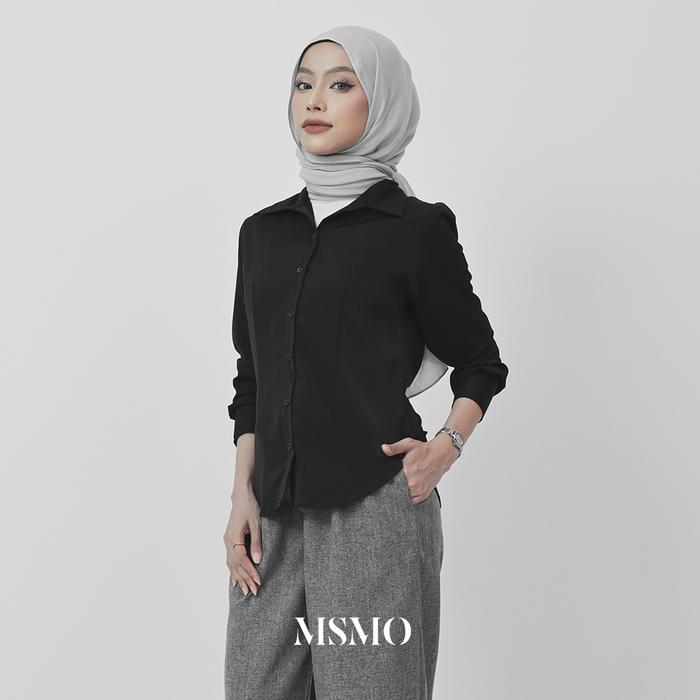 Gambar MSMO Stella Shirt / Atasan Wanita / Kemeja Kantor / Blouse Wanita / Atasan Maroon - Black, S dari MSMO.ID undefined Tokopedia