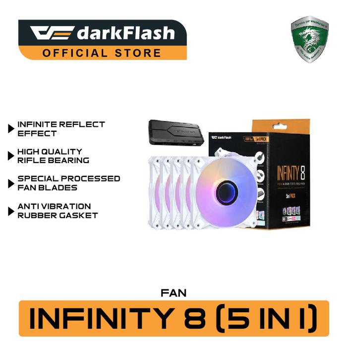 Gambar darkFlash INFINITY 8 A-RGB Fan [5 Fan] - Putih dari darkFlash Indonesia undefined Tokopedia