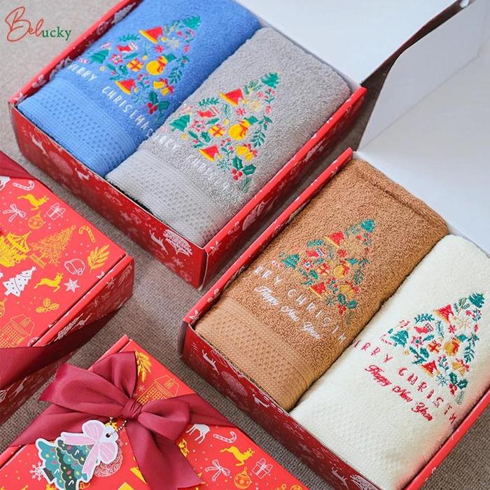 Gambar Handuk Ready Bordir Premium Kado Natal Christmas Hampers- CHRISTMAS - Pohon Coklat Krem 50x100 dari Belucky_NEW undefined Tokopedia