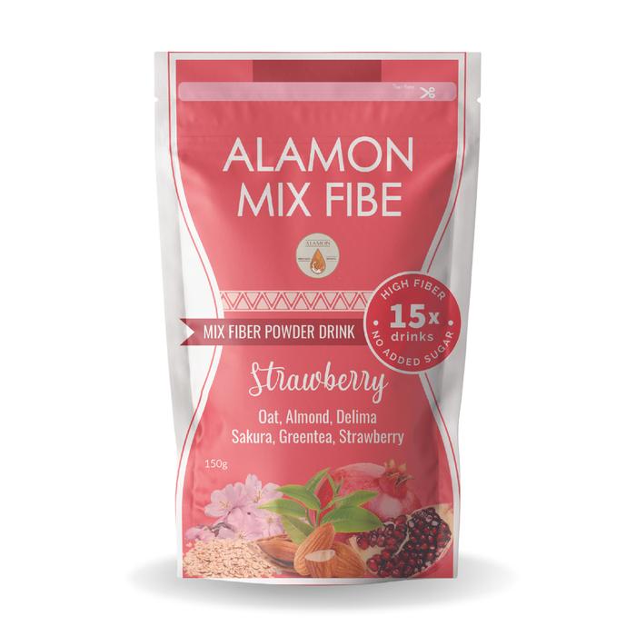 Gambar Alamon FIBE / Fiber Drink & Meal Replacement / 15x Serving / MIX FIBER Oat, Almond, Pomegranate, Matcha, Sakura - F.Strawberry dari alamonmilk undefined Tokopedia