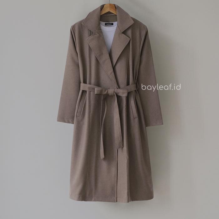 Gambar Bayleaf.id Violet Long Coat Material Finewoll / Long Outer Basic Wanita - CHOCO, L dari bayleaf.id undefined Tokopedia