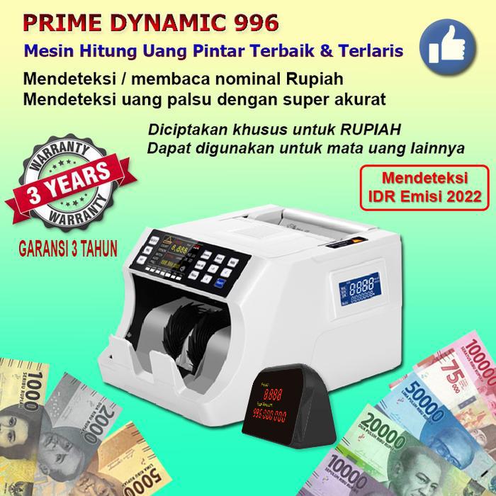 Gambar Mesin Penghitung Uang, PRIME DYNAMIC 996, Menghitung Dan Mendeteksi Keaslian Uang Dengan Akurat dan Cepat, Membaca Nominal Rupiah, Diciptakan Spesial Untuk Rupiah, Dapat Digunakan Untuk Mata Uang Lainnya. Garansi Resmi 3 Tahun, Jaminan Original Dan Baru. - Prime Dyn. 996 dari Taruna Jaya International undefined Tokopedia