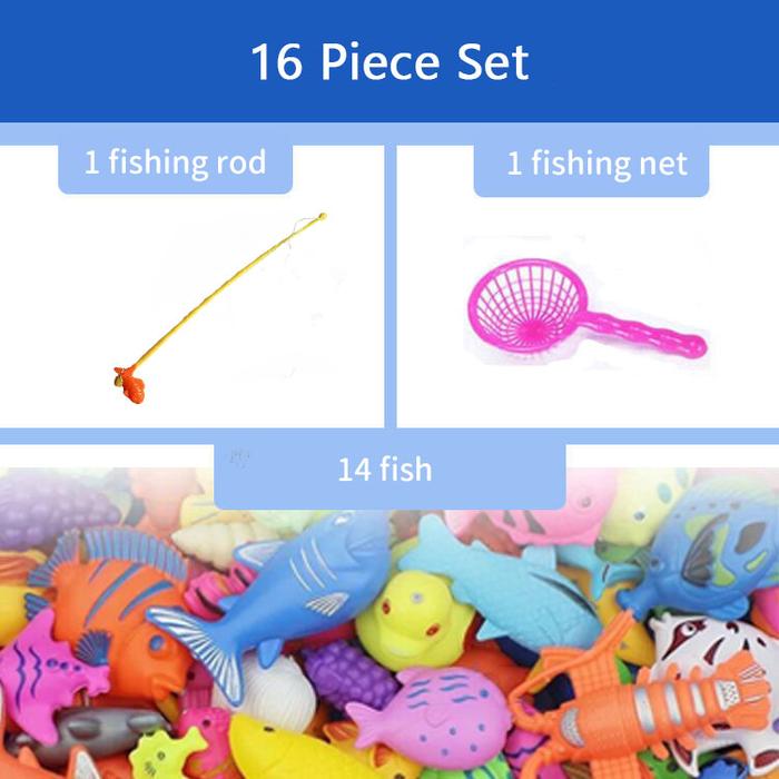 Gambar [COD] 32/39PCS Mainan pancing ikan dengan air Kolam pancing ikan magnet anak toys - 16Pcs  dari cooltoys.idtoys undefined Tokopedia