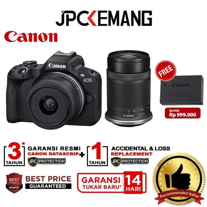 Gambar Canon EOS R50 kit 18-45mm + 55-210mm Mirrorless Camera EOS R 50 Garansi Resmi - Standard Package dari JPC Kemang undefined Tokopedia