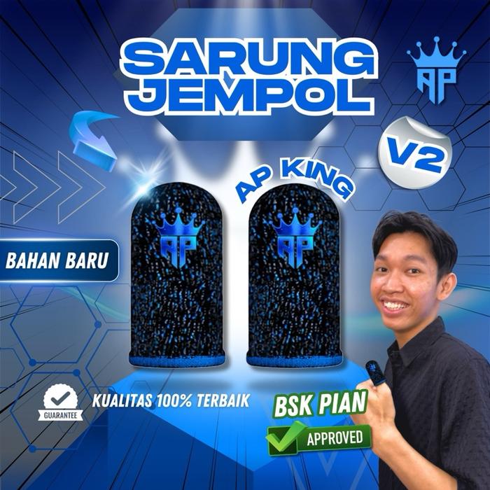 Gambar (Sarung Jempol AP King V2 X BSK Pian) Aksesoris Gaming Anti Keringat, Logo Reflectif Hologram & Licin Banget Untuk Game Free Fire & Mobile Legends By Andra ST - Biru V2 dari Sarung Jempol King undefined Tokopedia