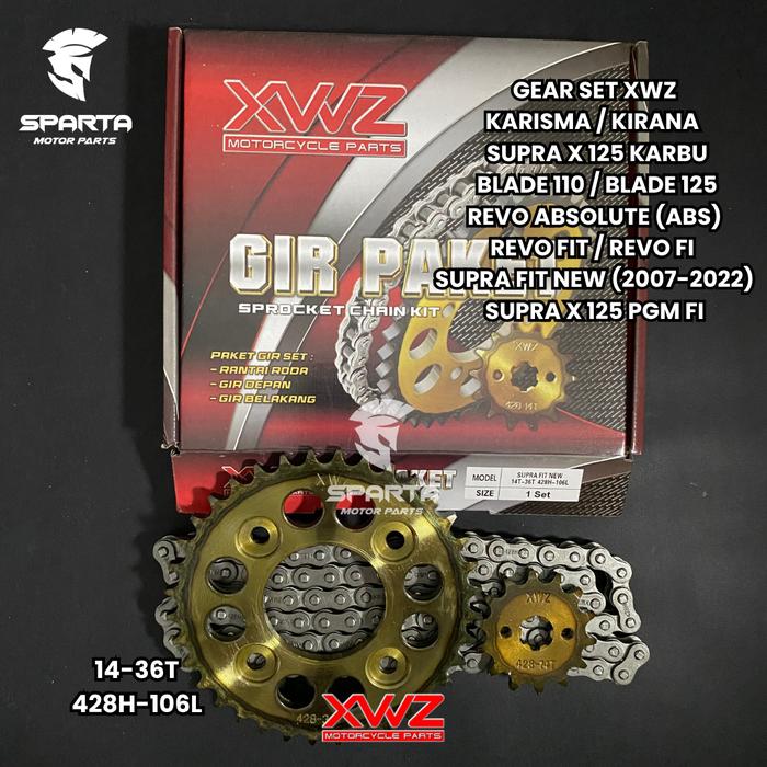Gambar GEAR SET SEPUH GIR PAKET XWZ Supra X 125 Supra Fit New Drive Chain Kit dari Sparta Motor Parts undefined Tokopedia