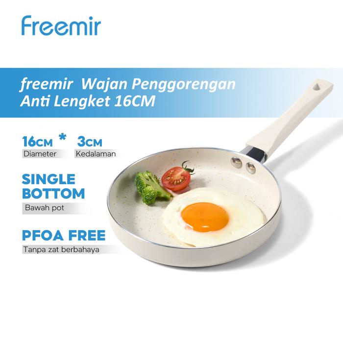 Gambar [NORMAL SALE] freemir Teflon Mini Putih 16cm Fry Pan + Sutil Masak Sarapan Telor/Pancake/Martabak Wajan Multifungsi Peralatan Dapur Serbaguna dari freemir Jabodetabek undefined Tokopedia