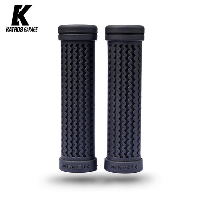 Gambar Handgrip Katros Ribbed Series - Grip Gas / Handgrip Motor Universal - Black Rubber dari CUSTOMKIT undefined Tokopedia