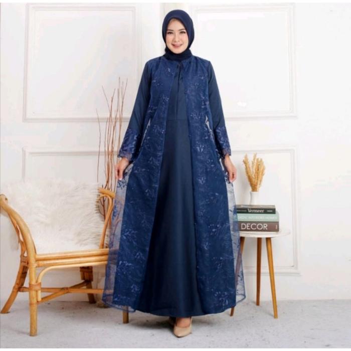 Gambar Asa One Set Dress Inner dan Outer Brukat Tille/ Inner Kebaya Lengan Panjang Outer Tille Akar Brokat Dress Lebaran Dress Kondangan Raya Dress Lengan Panjang Dress Pesta Brukat Set Payet Outer Kondangan Cardigan Lace Outher Brukat Gamis Busui Friendly 2in1 - Navy, Ld 90-104 dari Leaderstore12 undefined Tokopedia