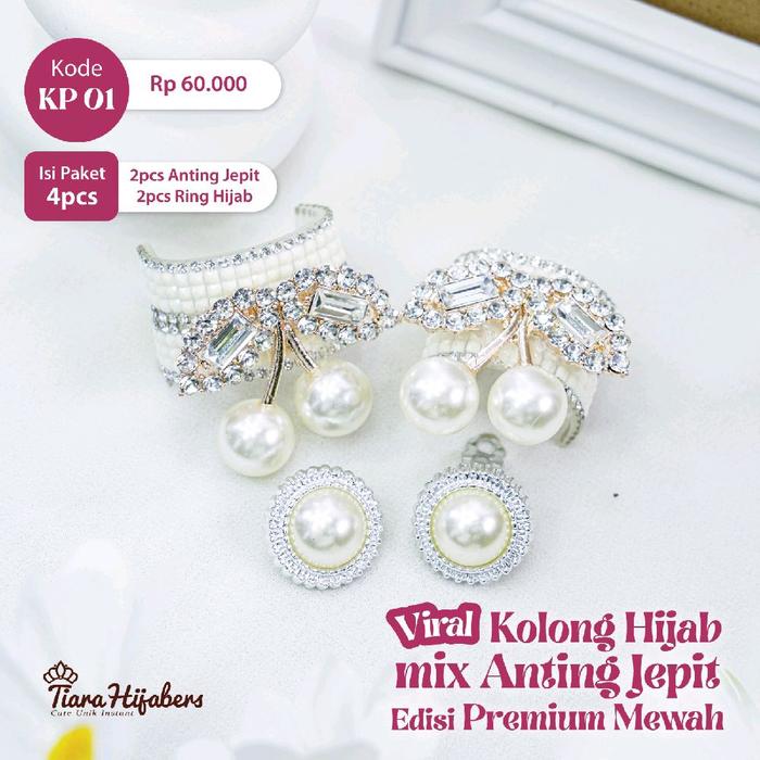 Gambar Isi 4 biji kolong hijab lentur viral korea premium bros ring mewah multifungsi mix anting jepit earrings emas gold silver mutiara permata diamond cherry kupu kupu bunga bisa buka tutup aksesoris scraf kerudung hijab segi empat cantik cincin jilbab - KP 01 dari TeHa undefined Tokopedia