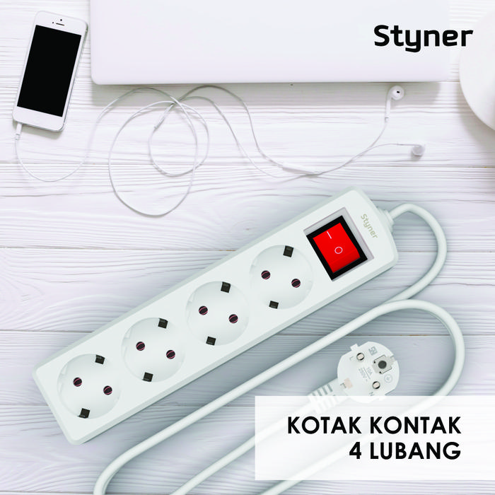Gambar Kotak Kontak Portable Styner (+Switch) 5 Meter 3/4/5 Lubang - 4 Lubang dari 56 Mart Official Kota Surabaya Tokopedia