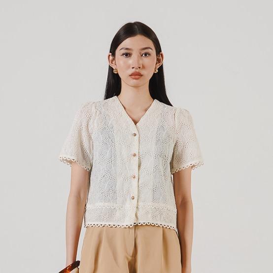 Gambar This Is April Atasan Wanita Baju Crop Fit Body Lengan Pendek Crochet Naka Top Ivory 10101700 - All Size - Ivory 10101700 dari This Is April undefined Tokopedia