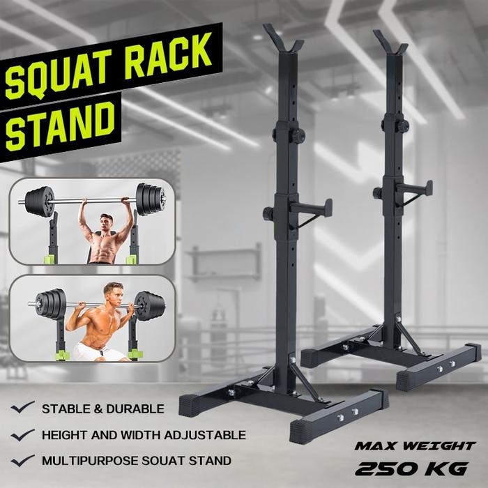 Gambar Squat Stand Barbel Rack Adjustable FitnessGym BarbellRak Squat Rack Independent  Weight Lifting Alat - Squat Rack dari KEEP GOING MAX undefined Tokopedia