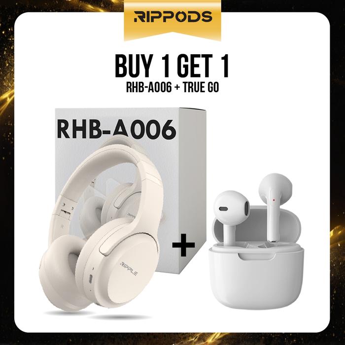 Promo Ripple Bundle Wireless RHB A006 Headphone + TWS True Go Earphone ...